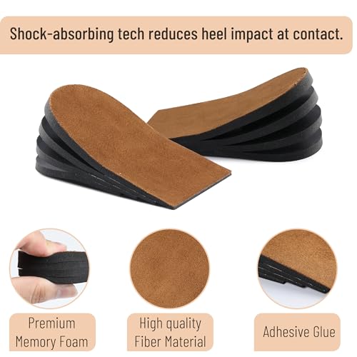Image of Dr. JK- Adjustable Heel Lifts for Women and Men, 1 Pair, 4 Layers, Medium Size, Brown, Shoe Lifts for Uneven Legs