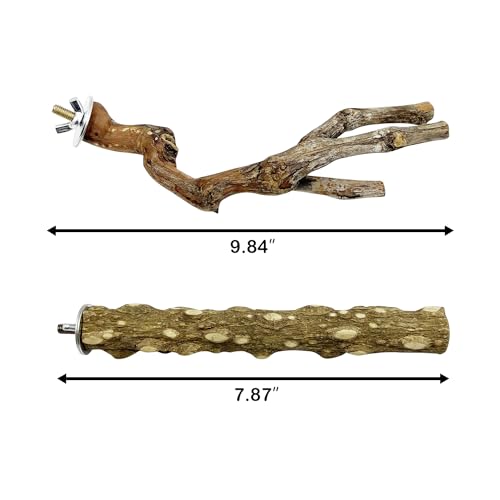 Image of 5PCS Parrot Perch Stand Natural Wooden Bird Stand Branch 3 Grape Wood Perch 2 Stand Paw Grinding Fork Parakeet Chewing Stick Exercise Training Branches for Small Birds Cockatiels