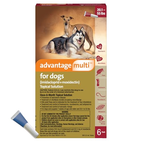 Advantage Multi Topical Solution for Dogs 6 Doses 20.1-55 lbs (Red)