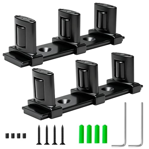 3-Roller Adjustable Sliding Closet Door Floor Guide Upgrade Kit Black Sliding Door Guides Floor Bottom Mount for for Bypass/Double Bypass/Barn Doors (2 Pack)
