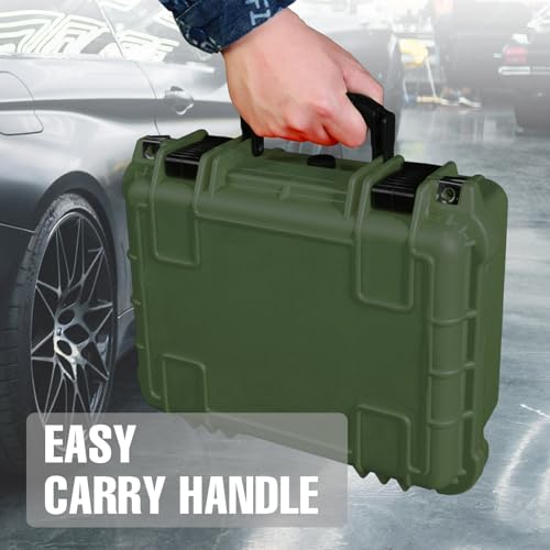 Image of Jack Boss 14x 11.5x 6.5 Inch Hard Case, Portable Weather Waterproof Protective Camera Case with Customizable Foam, Fit Use of Drones, Camera, Equipments, Green