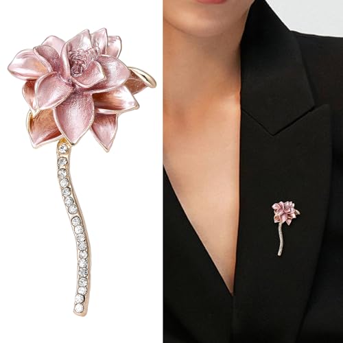 Image of Rhinestone Flower Brooches for Women Enamel Floral Brooch Lapel Pins for Mom Wife Elegant Dress Accessories Mother's Day Jewelry Gifts