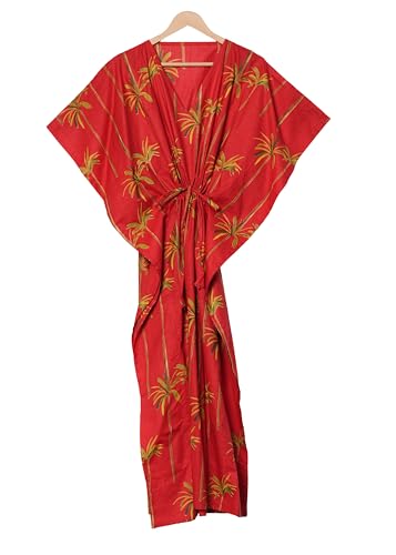 Robe de nuit maxi caftan imprimé belle fleur en coton indien multi pour femme