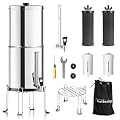 Aettechgd Ultra-Filtration Gravity Water Filtration System? 2.9G 8-Stage 0.01?m Water Filtration System with 4 Filters, Metal Water Level Spigot ?Stand and Handbag?Reduce Fluoride and Chlorine