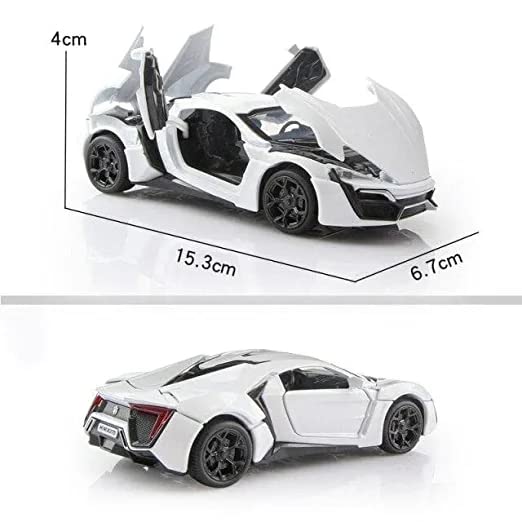 Image of DEOXY 1:32 Scale Die-Cast Lykan Hyper Sport Metal Pullback Car Toy With 6 Openable Doors, Lights, And Sounds For Boys Gift,Grey