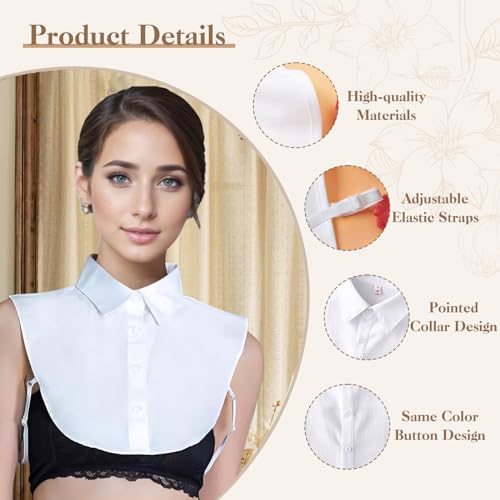 White Fake Collar Blouse - Versatile Half Shirts Dickey Collar for Girls & Women3