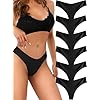 READY TO LOVE Underwear Womens Seamless Underwear Thongs for Women Sexy No Show V-Waisted Ladies Tangas Panties 6 Pack
