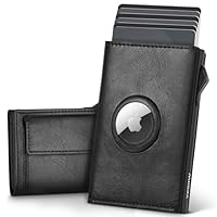 YESIIW Airtag Portafoglio Uomo, Super Compatto e Alta Capacità Pop up Porta Carte Uomo per 12 Cartes Portacarte Uoomo con Blocco RFID & Chiusura Magnetica, XL Portamonete (Nero lucido)