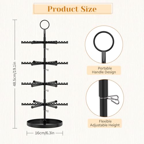 Image of MODOWEY 4 Tier Metal Rotating Earring Holder Organizer Stand Adjustable Display Tree for Women, 384 Holes and Grooves Rack Tower for Pierced Dangle, Large Capacity Space-Saving Jewelry Hanger, Black