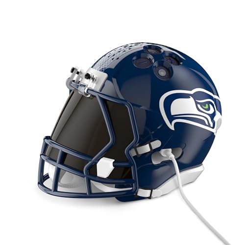 Image of NFL Echo Dot Bundle: Includes Echo Dot | Deep Sea Blue and Limited-Edition NFL Helmet Stand | Seattle Seahawks