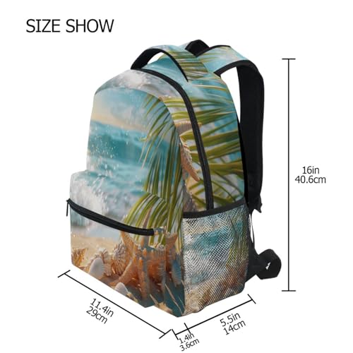 Beach View Pattern Backpack Laptop Backpack Casual Daypack with Name Tag for Men Women, Fits 15.6" Laptop4