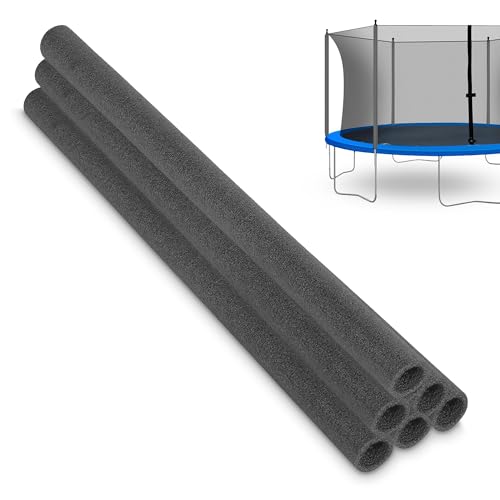 Trampolin Stangenschutz – Schaumstoff Rohre 180 cm, Ø 50 mm außen / 30 mm innen – 6 Stück Schaumstoffhülsen für Trampolinstangen – Made in EU – Farbe Anthrazit, Langlebig & Witterungsbeständig