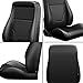 Universal Classic PVC OBS Style Seats with Dual Sliders Reclinable Low Back Racing Bucket Seats Pair (Black)
