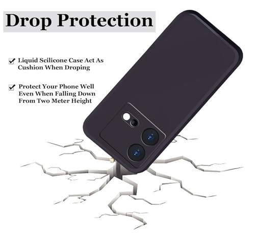 Image of A rtistque Liquid Silicone Back Cover Case for iQOO Neo 8 Matte Shockproof TPU Soft Flexible with Camera Protection - Black