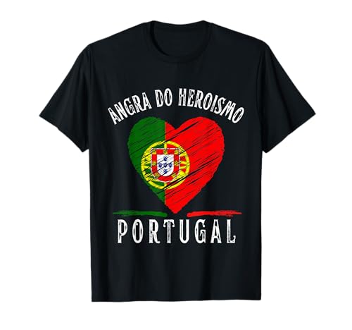 Portugal Flag Heart Angra Do Heroismo City Camiseta