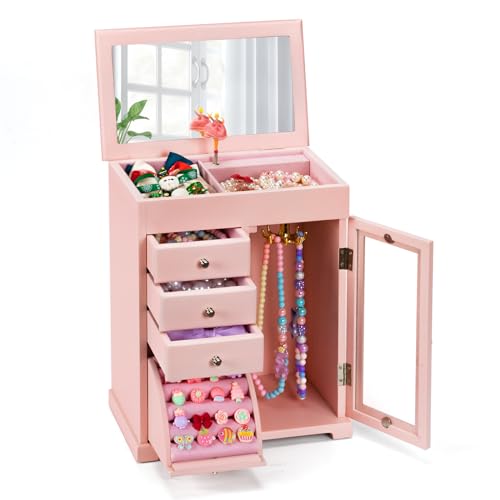 Miratino Jewelry Box for Girls, Kids Jewelry Box with Spinning
