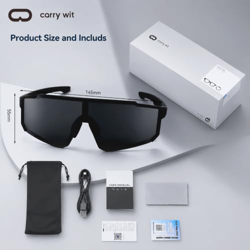 CARRY WIT AI Smart Sunglasses for Men/Women, Bluetooth Glasses for Cycling Running, Sports Sunglasses with UV400 Polarized Lenses, Bluetooth 5.4 for Music, Voice Control for Hiking Fishing (Grey) - image 7