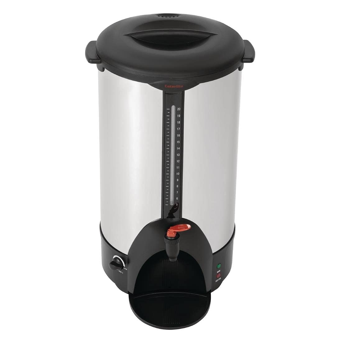 Caterlite 2.2kW Manual Fill Catering Hot Water Urn Boiler 20 Litre | Height: 560mm | Water Level Indicator | Events, Weddings, Clubs, Buffets, Restaurants, Commercial and Home Kitchen Use | J722
