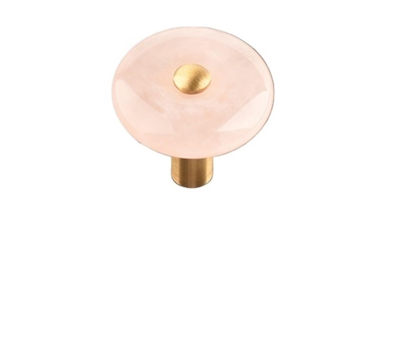 GFJFsetSH 2pcs Round Single Hole Brass Agate Crystal Cabinet Knobs(Pink Crystal)