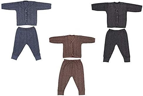 Superminis Baby Boys and Baby Girls Front Open Warm Thermal Set for Winters (Pack of 3)