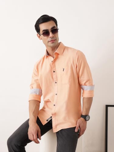 Image of Thomas Scott Men Premium Slim Fit Solid Cotton Twill Full Sleeve Shirt