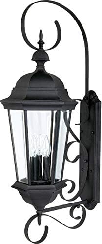 Capital Lighting 9723BK Carriage House Clear Glass Outdoor Wall Lantern, 36" H x 11" W, 3-Light 180 Total Watts, Black