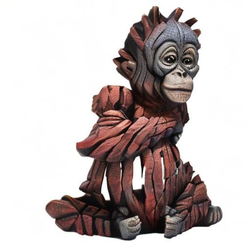 Escultura Enesco Edge Baby Orangutan 7.875 Pulgadas Naranja miniatura 6