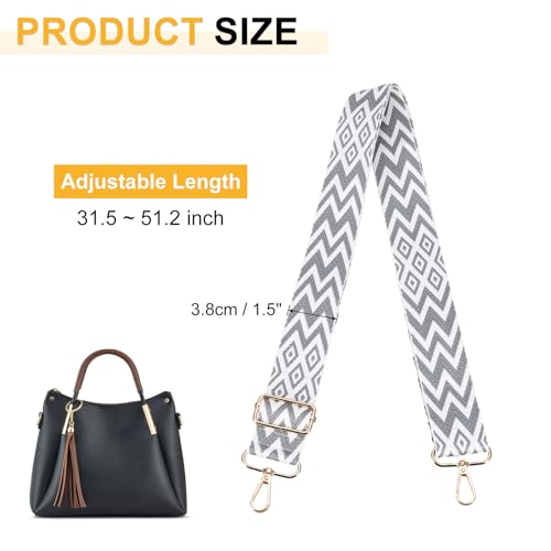 Image of PATIKIL 55in Purse Straps Replacement Crossbody, Bag Straps Crossbody Universal Adjustable Canvas Bohemian for Purses Handbags Guitar, Gray