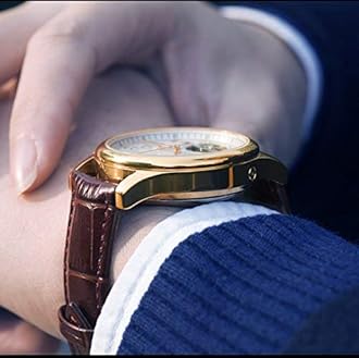 MASTOP Swiss Brands Men's Automatic Self-Wind Watch Stainless Steel with Brown Genuine Leather Band