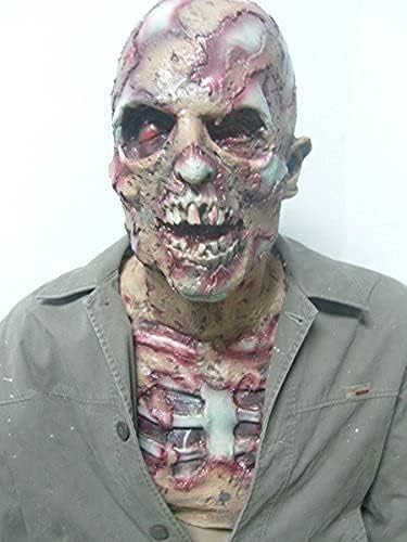 Miniatura 6 de Molezu - Máscara de látex de zombie o muerto viviente para adulto, disfraz tenebroso y sangriento para halloween, cosplay, fiesta de disfraces (D)