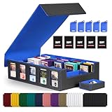 CyperEver Trading Card Storage Box MTG Deck Box TCG Card Case 5-Row Card Storage Box for Graded Card Storage, Fits 3900+ Cards 5 Toploaders 5 Stoppers 48 Dividers 1 Dice Tray
