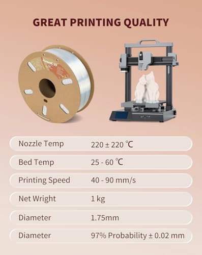 Image of DURAMIC 3D TPU Filament 1.75mm Clear, TPU Flexible Filament 95A, Soft TPU 3D Printing Filament, 1kg Spool, Dimensional Accuracy + /- 0.05mm, Clear 1 Pack