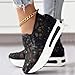 ZWRXW Platform Sneakers for Women Summer Lace Mesh Platform Shoes Chunky Lightweight Comfortable Casual Sneakers Outdoor Walking Fashion Shoes Black