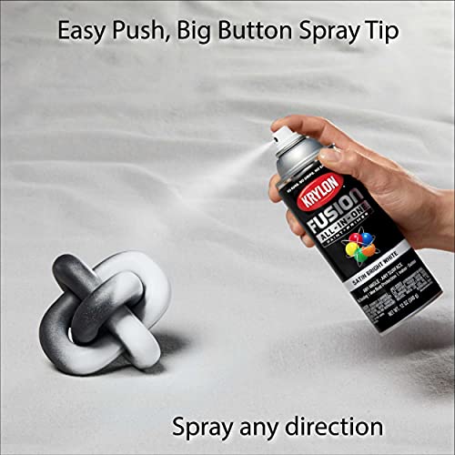 Image of Krylon K02734007 Fusion All-In-One Spray Paint for Indoor /Outdoor Use, Satin Bright White, 12 Ounce (Pack of 2)