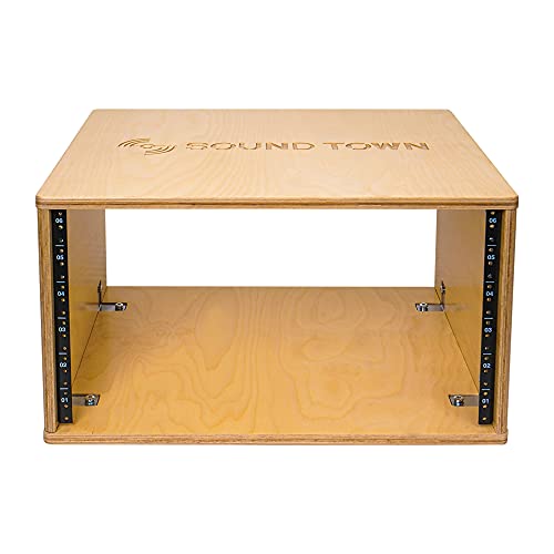 Image of Sound Town DIY 6U Studio Rack with Solid Baltic Birch Plywood, Golden Oak, Assembly Required (SDRK-Y6)