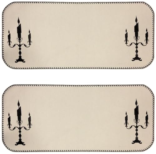Setof2favoritehauntcollectioncandelabrahalloweenharveststenciledtablerunner13x30ivory Urban Country Home Decor Set of 2 favorite haunt collection candelabra halloween harvest stenciled tablerunner 13×30 ivory urban country home decor