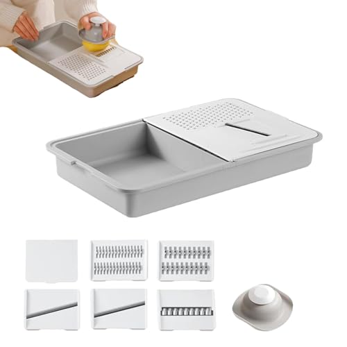 Planche À Découper 6 En 1 Avec Couvercles Et Râpes, Planche À Découper Multifonctionnelle Avec Râpe Et Égouttoir, Planche À Découper Amovible Avec Égouttoir Intégré (1pcs)
