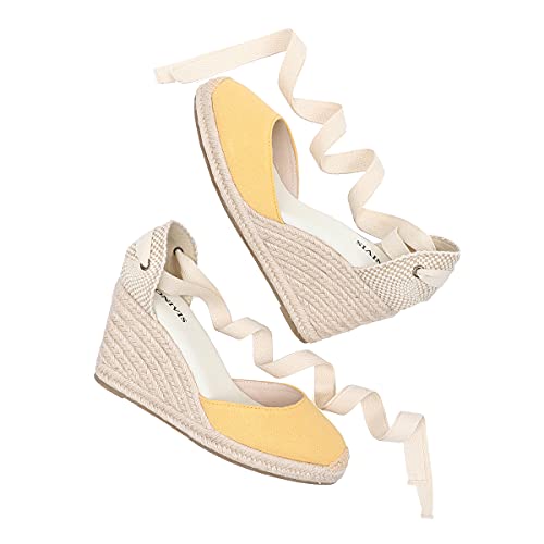 Image of Women's Espadrille Wedge Sandals Closed Toe Lace-Up Shoes