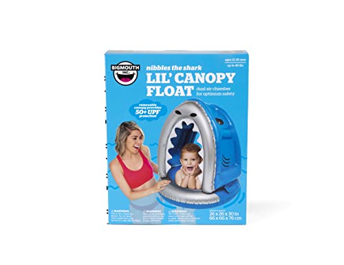 Bigmouth Inc. Lil' Silly Shark Float With Canopy - Ultra-Durable Dual-Chamber 3-Point Harness W/ Child Safety Valves, For Ages 1-3 Years And Up To 40 Pounds, Upf 50+ Protection Baby Pool Float #TOP1
