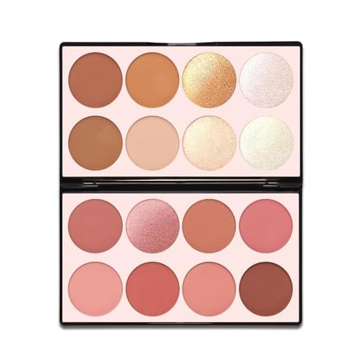 Paleta de contorno de 16 cores – iluminadores de blush em pó bronzeador tudo em um kit de contorno de paletas de maquiagem – Presentes de cosméticos faciais para mulheres beleza para festivais