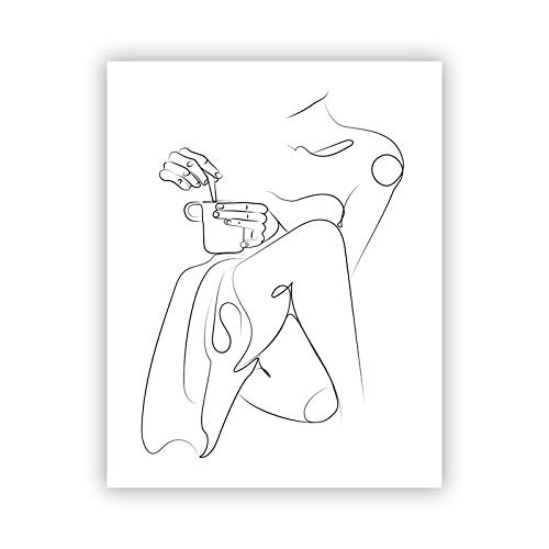 Impression d'art dessin au trait femme affiche abstraite 50x70cm toile de coton haut de gamme