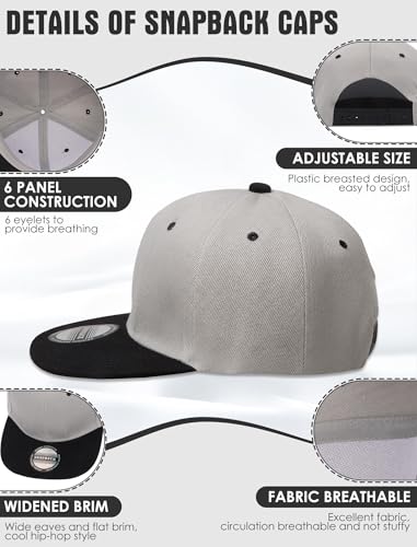 Image of 10 Pack Blank Snapback Hats for Men Flat Brim Hats Baseball Caps Bulk