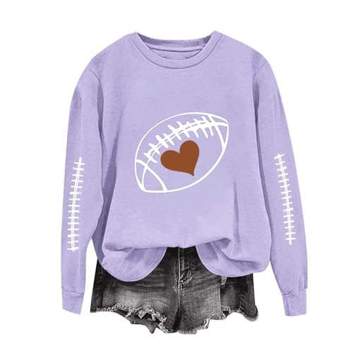 Bidobibo Graphic Hoodies Football Sweatshirts for Women Game Day Outfits Fall Graphic Oversized Crewneck Sweatshirt Gameday Shirts Pullover