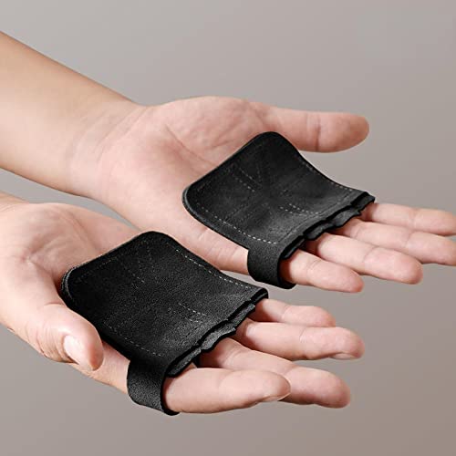 JZRH-Horizontal-bar-Booster-Gloves-Weightlifting-Leather-Palm-Guard-Fitness-Gloves-Non-Slip-Iron-Cocoon-Suitable-for-Men-and-Women-M-1-Four-Finger-Fitness-Gloves-Black-Cow-Leather