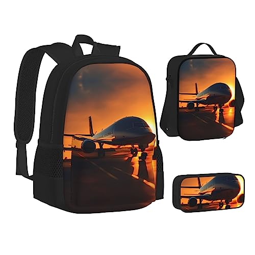 Sac à dos voyage imprimé drapeau américain avion coucher soleil