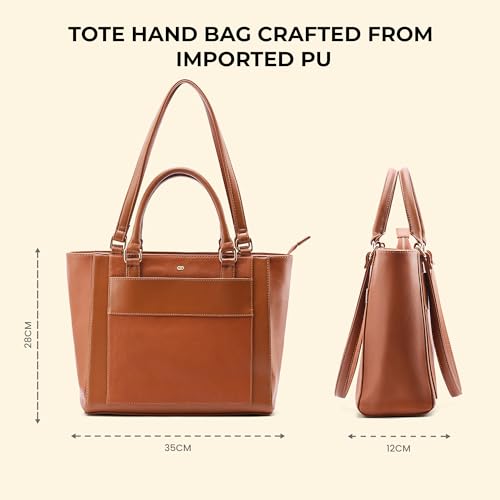 Image of Symbol Premium Women's Tote Hand Bag crafted from Imported PU | Stylish | Office Use - 14 inch Laptop