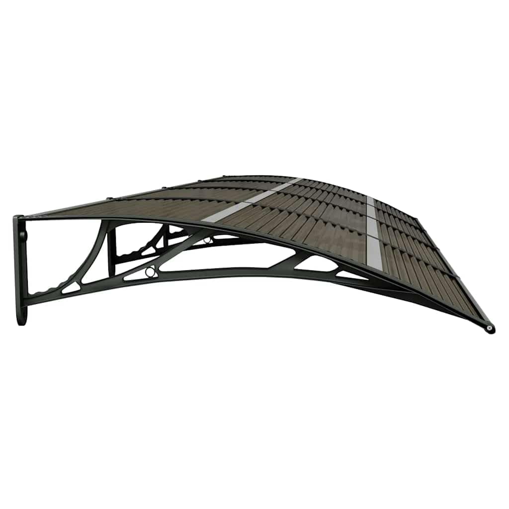 Daszek drzwiowy czarny 350 x 100 cm z poliwęglanu, daszek do drzwi wejściowych i wejściowych, wytrzymała konstrukcja z uchwytami ABS i aluminiowymi drążkami, odporny na warunki atmosferyczne