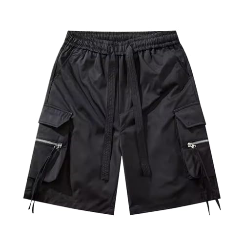 Short tactique noir anti-transpiration avec poches cargo et taille élastique