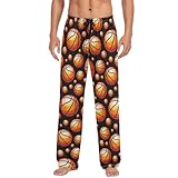 BRIVOKA Men's Sports Basketball Pattern Pajama Pants Sleep Long Pants, Nightwear Pjs Bottoms with Elastic Waist M