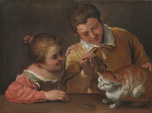 Pintura Carracci Due bambini prendono in un gatto para decorar salones elegantes de 60x90